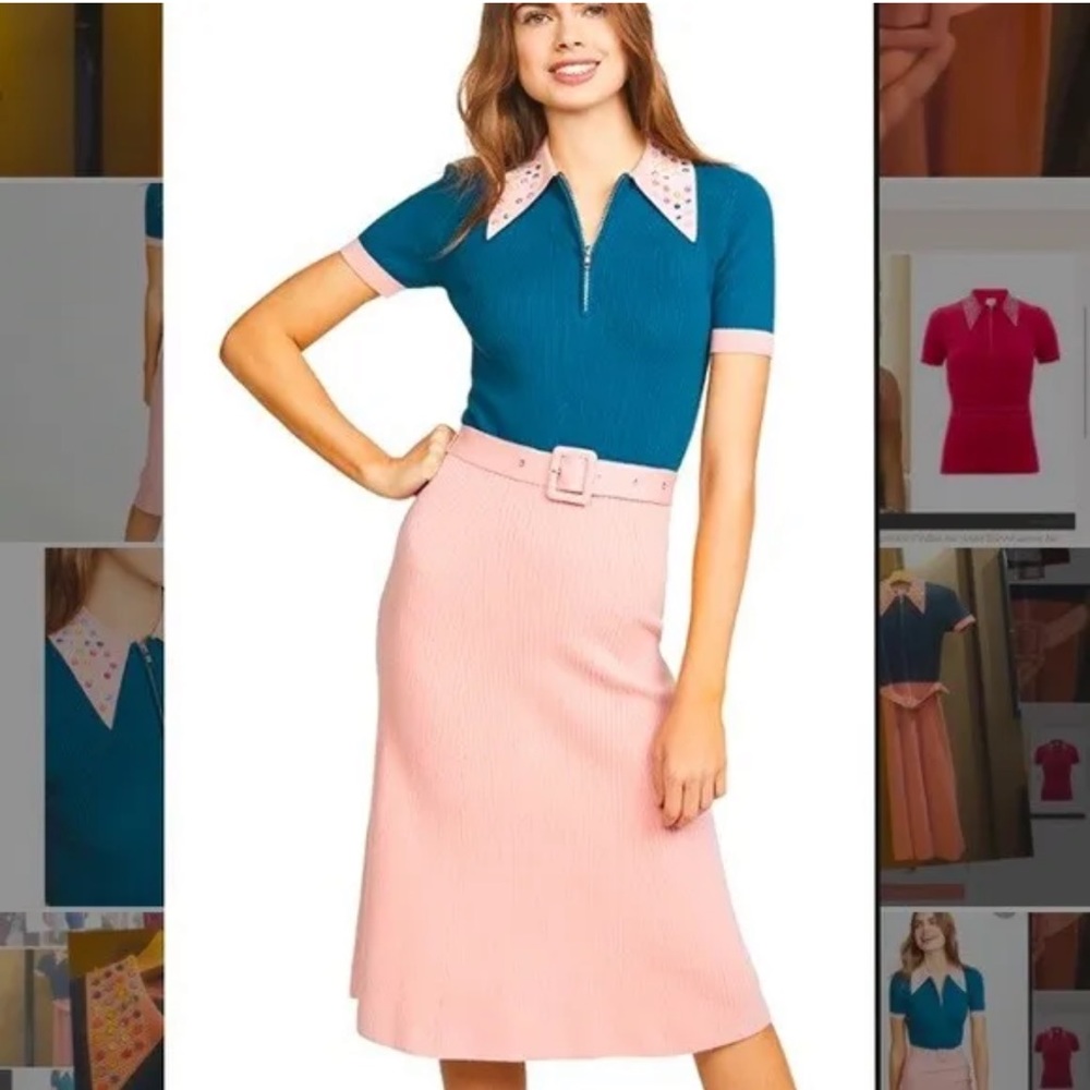 JoosTricot peachskin Swarovski collar dress S